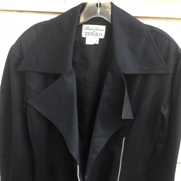 Rickie Freeman for Teri Jon vintage black dress with zippers and shoulder pads 8 - Picture 10 of 10